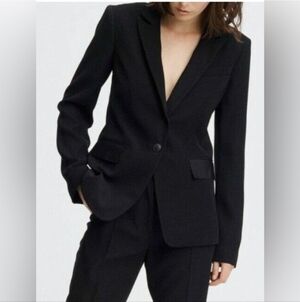 Banana Republic Wool Black Stretch 2 Button Fitted Blazer Suit Jacket Size 2